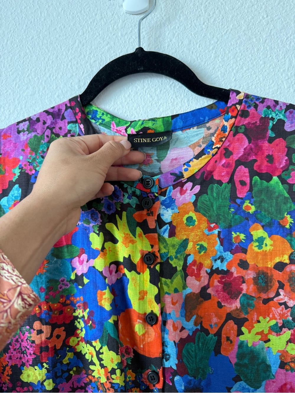 STINE GOYA Black Multicolor Floral Button-Up Dress - Picture 3 of 10